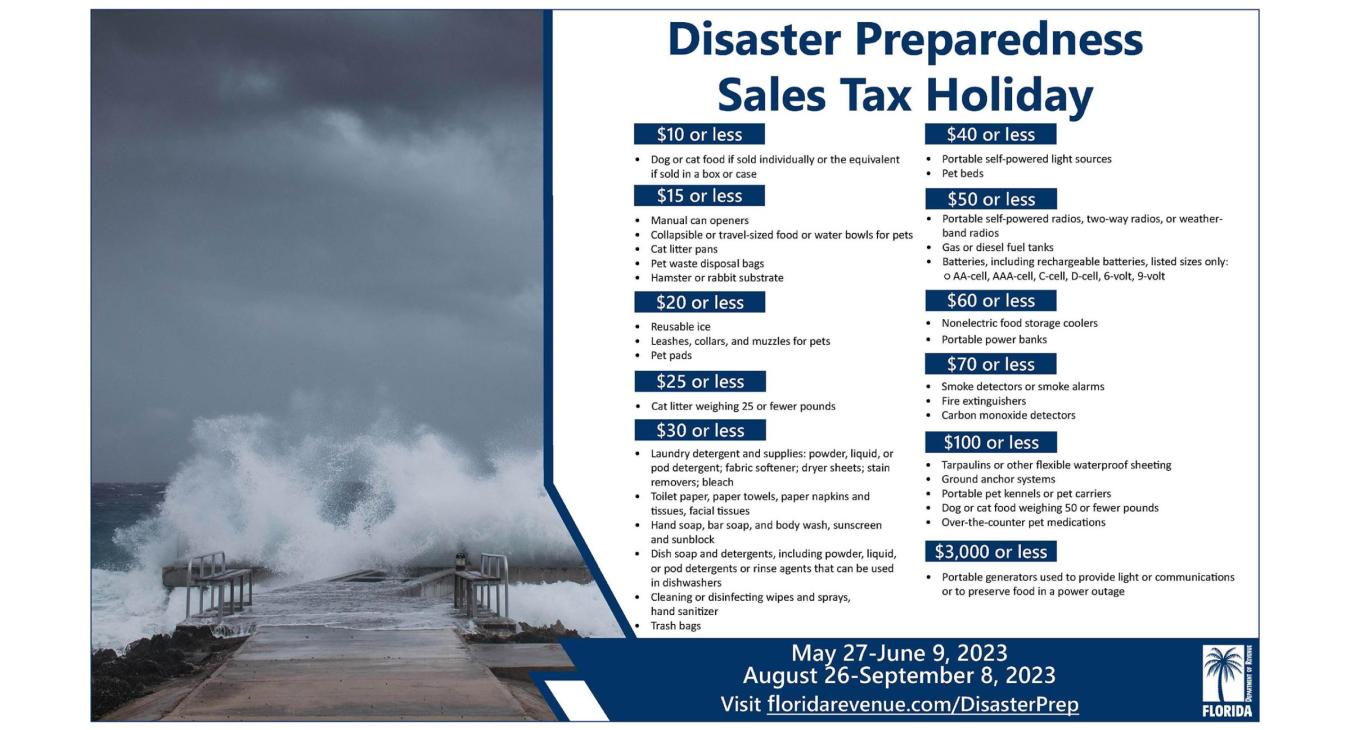 Disaster Prep Sales Tax