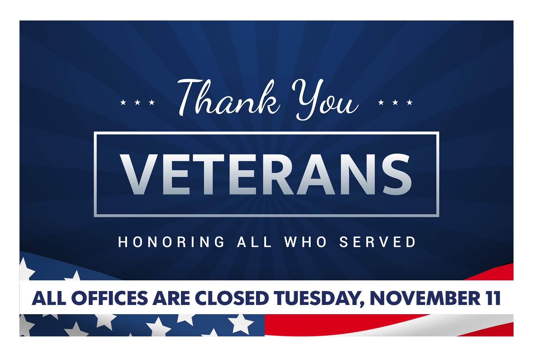 Closed Veterans Day